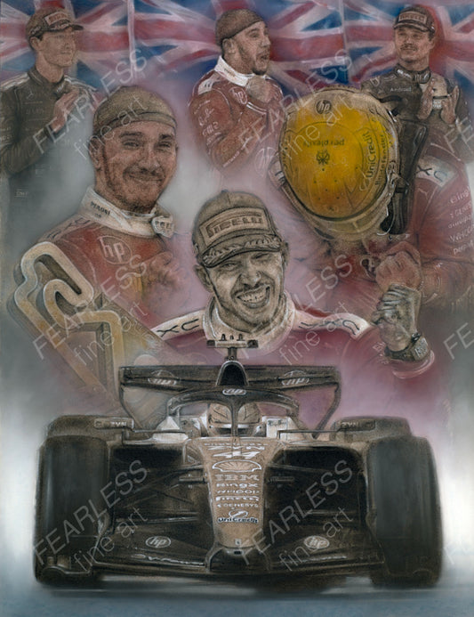 Lewis Hamilton - Victory at the Barcelona-Catalunya 2026 - Ltd edition giclee print by Stephen Doig