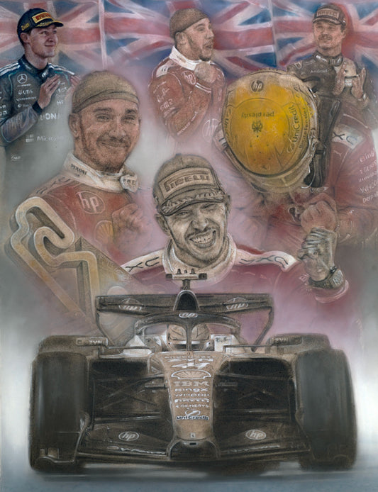 Lewis Hamilton - Victory at the Barcelona-Catalunya 2026 - Ltd edition giclee print by Stephen Doig
