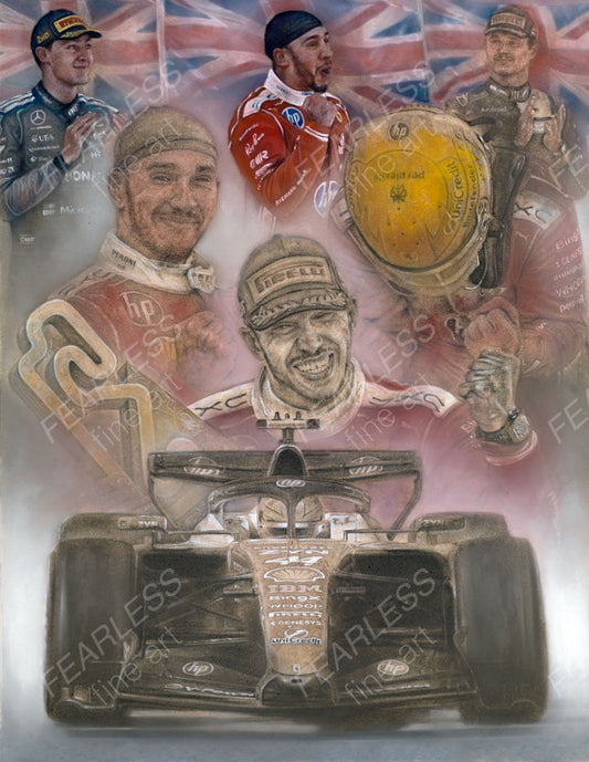 Lewis Hamilton - Victory at the Barcelona-Catalunya 2026 - Ltd edition giclee print by Stephen Doig