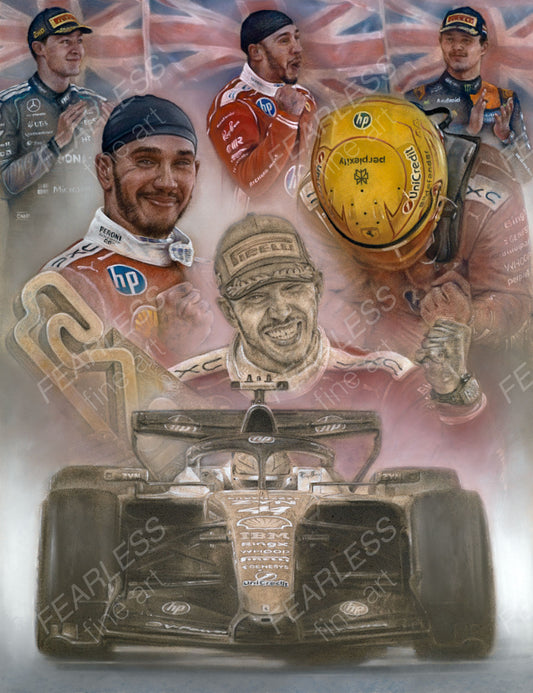 Lewis Hamilton - Victory at the Barcelona-Catalunya 2026 - Ltd edition giclee print by Stephen Doig