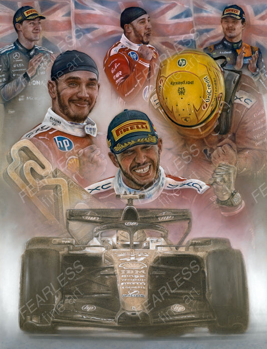 Lewis Hamilton - Victory at the Barcelona-Catalunya 2026 - Ltd edition giclee print by Stephen Doig