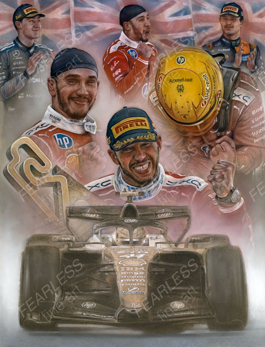 Lewis Hamilton - Victory at the Barcelona-Catalunya 2026 - Ltd edition giclee print by Stephen Doig