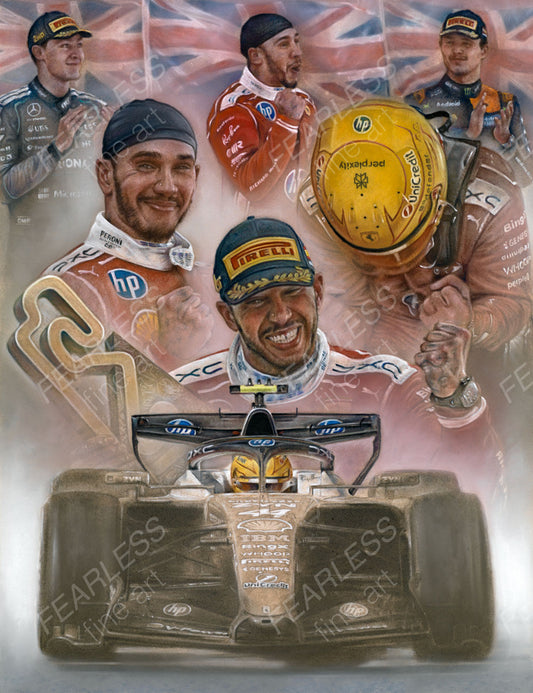 Lewis Hamilton - Victory at the Barcelona-Catalunya 2026 - Ltd edition giclee print by Stephen Doig