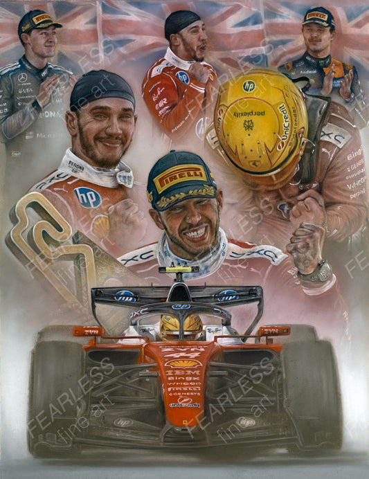 Lewis Hamilton - Victory at the Barcelona-Catalunya 2026 - Ltd edition giclee print by Stephen Doig