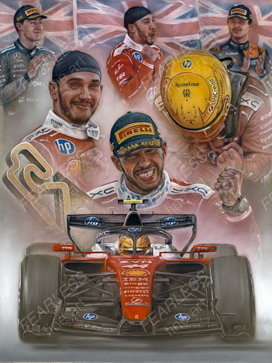 Lewis Hamilton - Victory at the Barcelona-Catalunya 2026 - Ltd edition giclee print by Stephen Doig