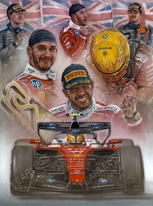 Lewis Hamilton - Victory at the Barcelona-Catalunya 2026 - Ltd edition giclee print by Stephen Doig
