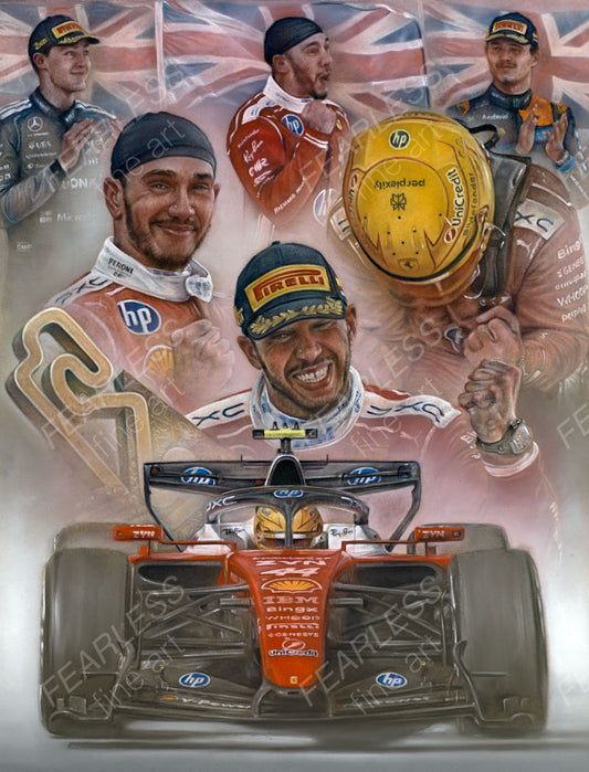 Lewis Hamilton - Victory at the Barcelona-Catalunya 2026 - Ltd edition giclee print by Stephen Doig