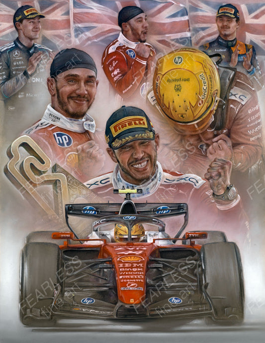 Lewis Hamilton - Victory at the Barcelona-Catalunya 2026 - Ltd edition giclee print by Stephen Doig