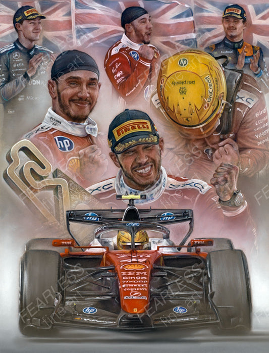 Lewis Hamilton - Victory at the Barcelona-Catalunya 2026 - Ltd edition giclee print by Stephen Doig