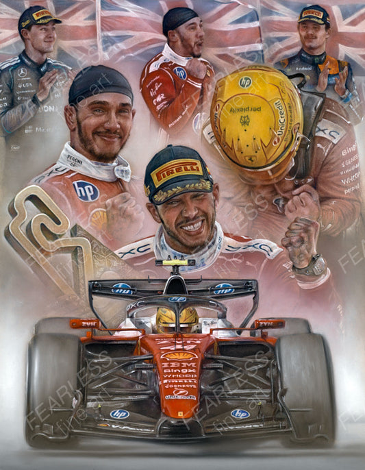 Lewis Hamilton - Victory at the Barcelona-Catalunya 2026 - Ltd edition giclee print by Stephen Doig