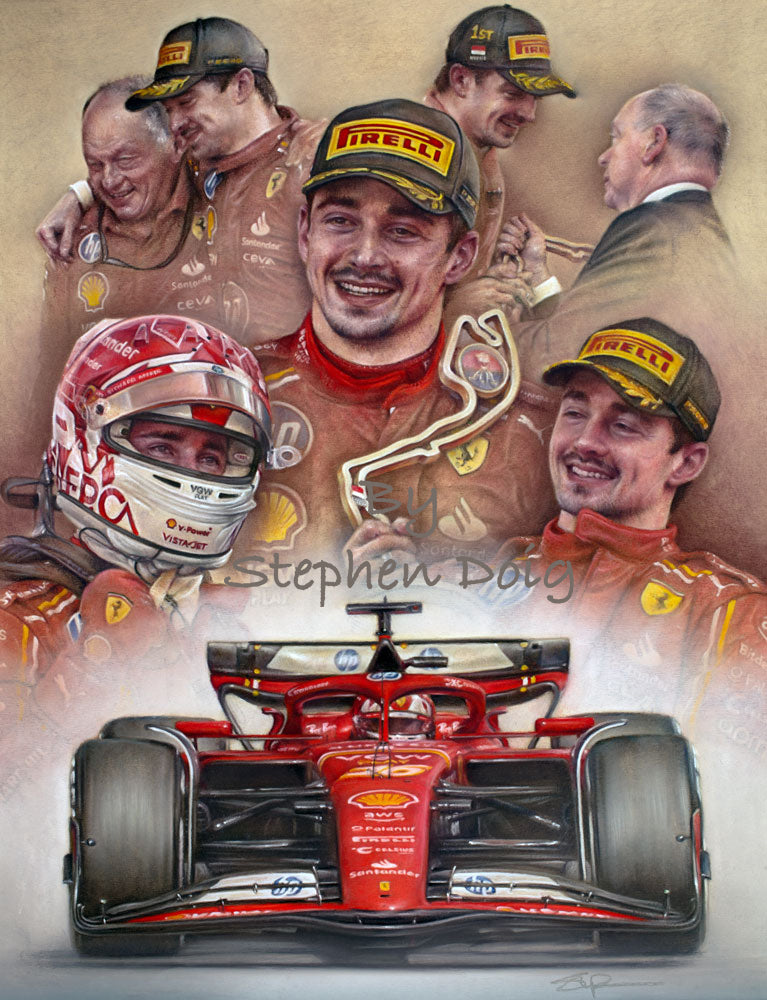 Charles Leclerc - Monaco Victory 2024 - Ltd edition giclee print by Stephen Doig