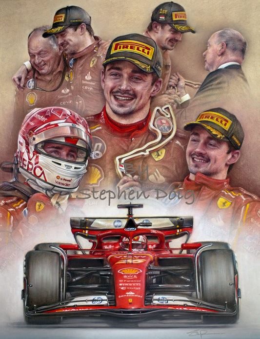 Charles Leclerc - Monaco Victory 2024 - Ltd edition giclee print by Stephen Doig