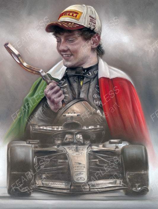 Kimi Antonelli - Victory in Monaco 2026 - Ltd edition giclee print by Stephen Doig