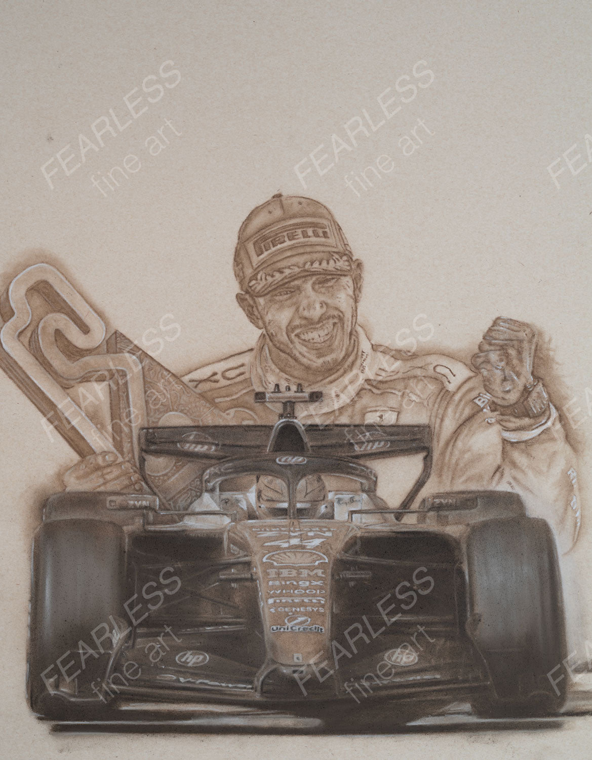 Lewis Hamilton - Victory at the Barcelona-Catalunya 2026 - Ltd edition giclee print by Stephen Doig