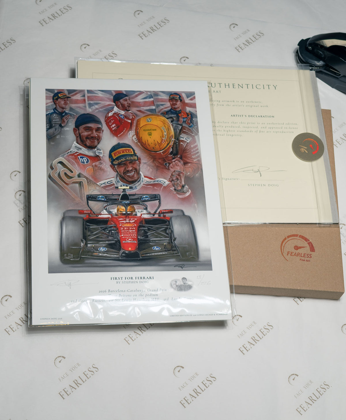 Lewis Hamilton - Victory at the Barcelona-Catalunya 2026 - Ltd edition giclee print by Stephen Doig