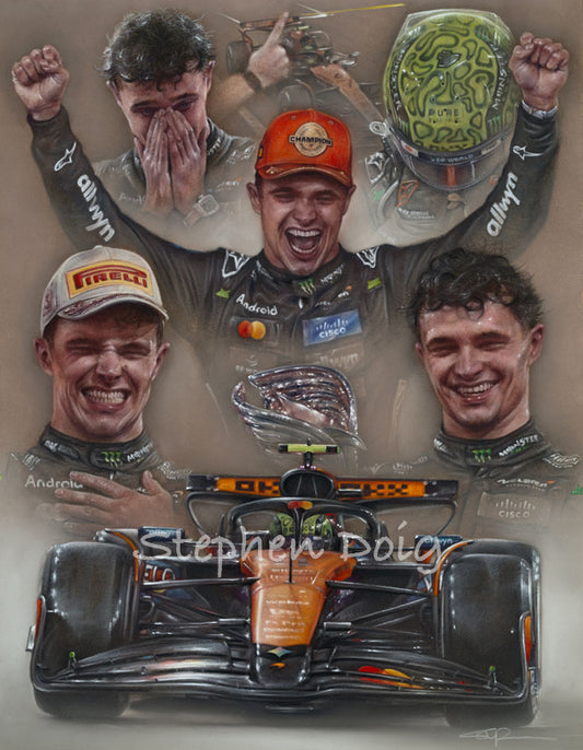Lando Norris - World Champion 2025- Ltd edition giclee print by Stephen Doig