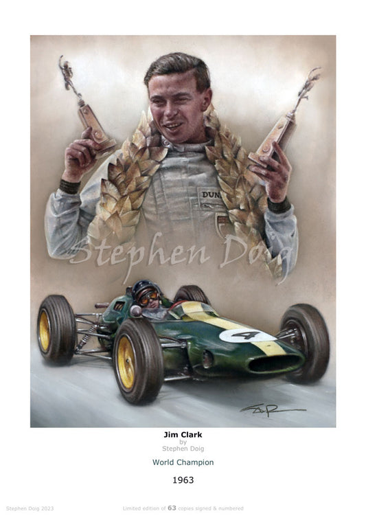 Jim Clark - 1963 -  Ltd edition giclee print by Stephen Doig