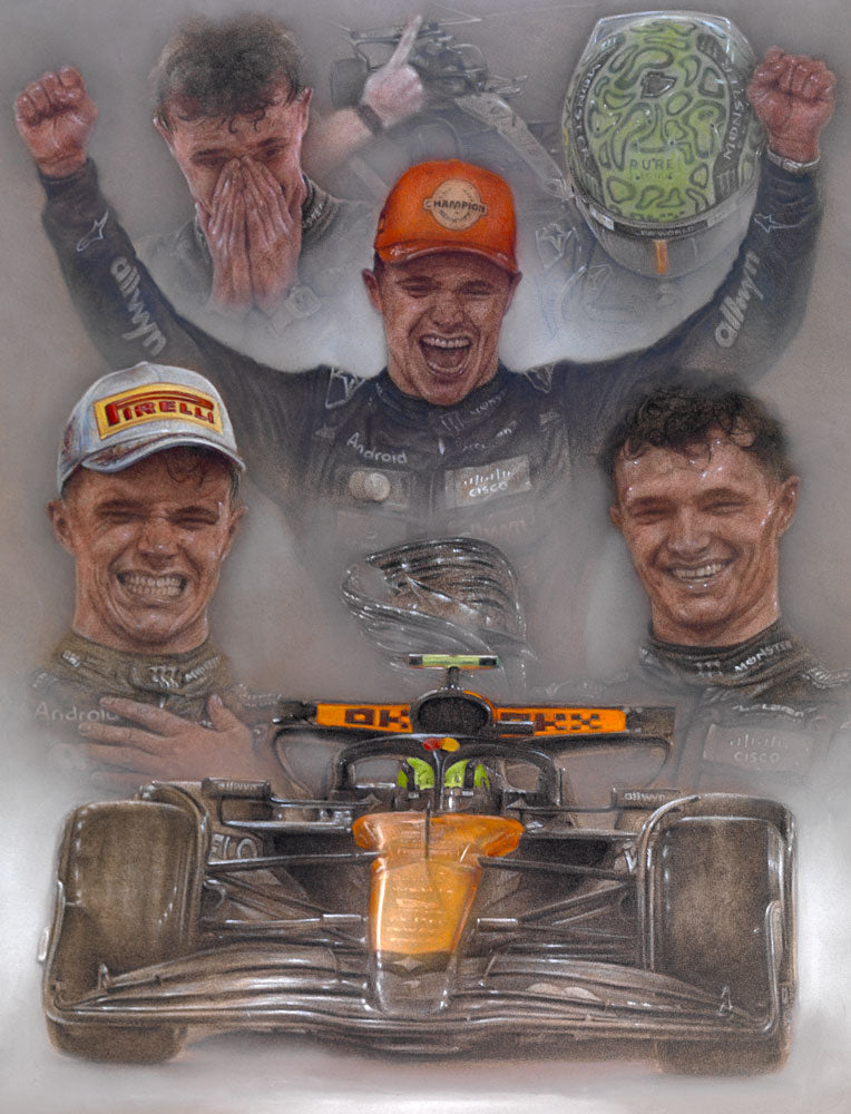 Lando Norris - World Champion 2025- Ltd edition giclee print by Stephen Doig
