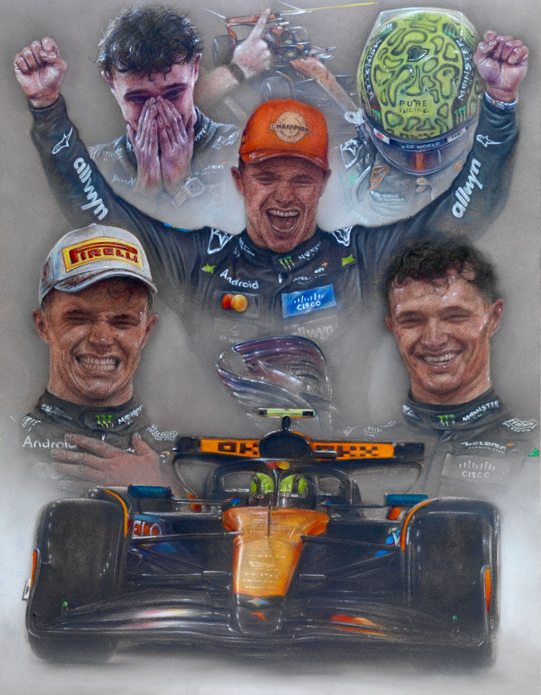 Lando Norris - World Champion 2025- Ltd edition giclee print by Stephen Doig