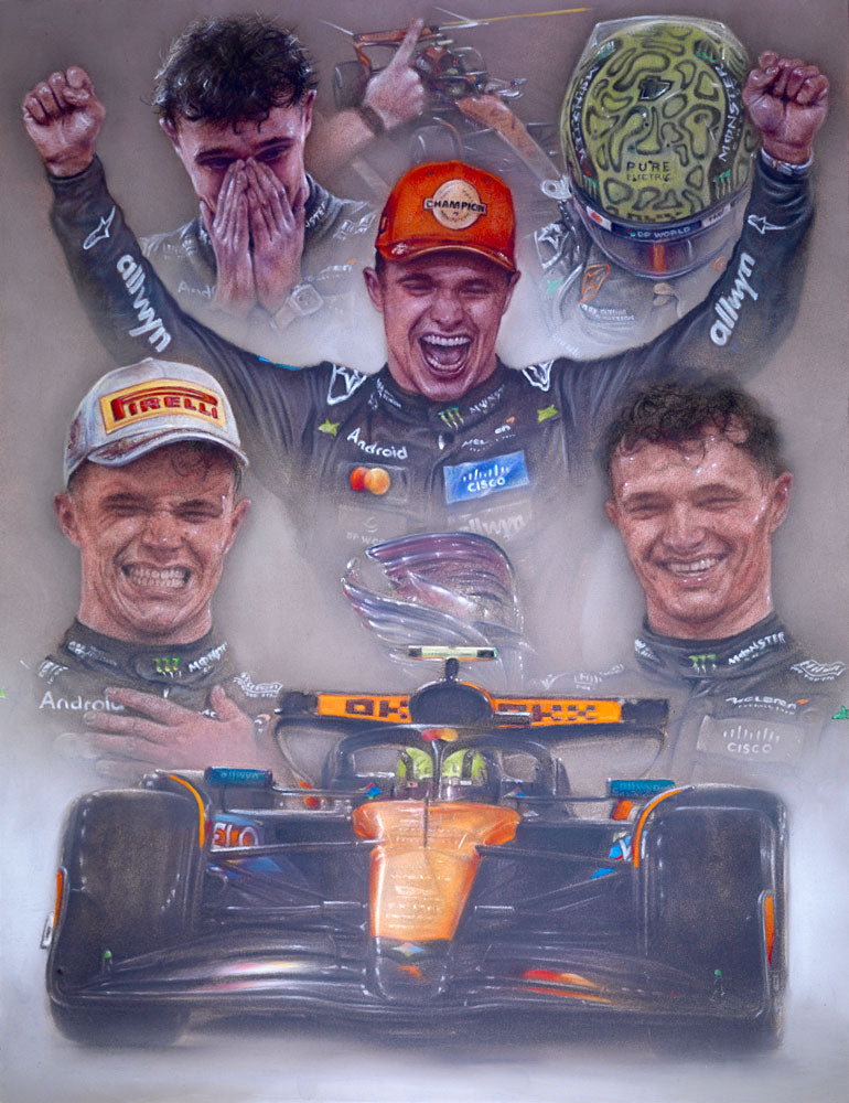 Lando Norris - World Champion 2025- Ltd edition giclee print by Stephen Doig
