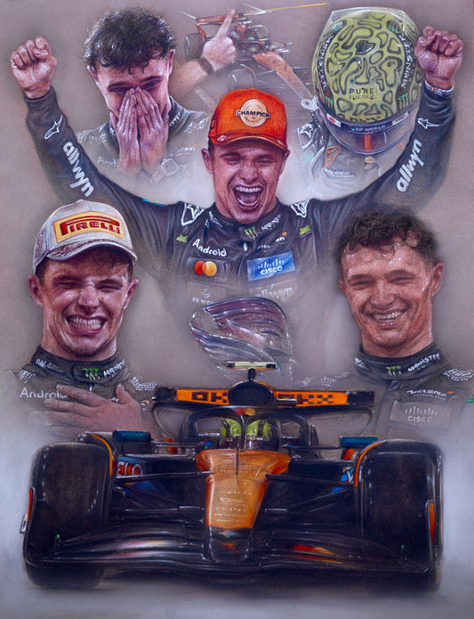 Lando Norris - World Champion 2025- Ltd edition giclee print by Stephen Doig