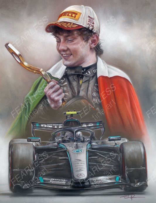 Kimi Antonelli - Victory in Monaco 2026 Original Pastel Artwork by Stephen Doig