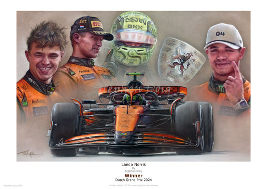 Lando Norris - Winner - Dutch GP 2024 - Ltd edition giclee print by Stephen Doig