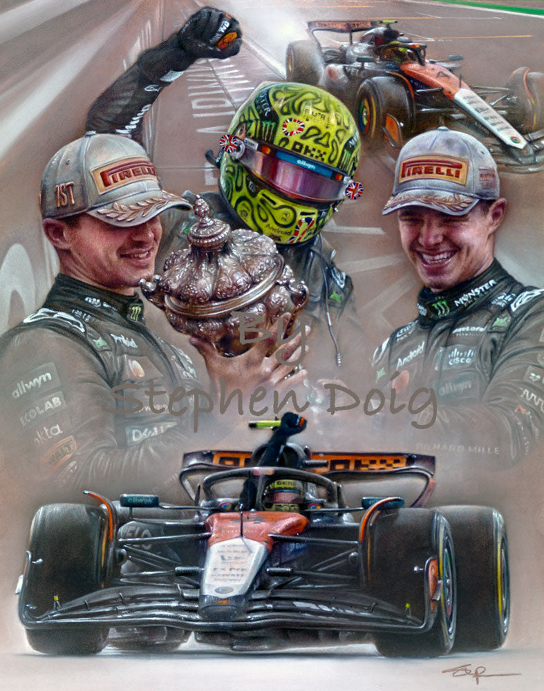 Lando Norris - Victory at Silverstone  2025- Ltd edition giclee print by Stephen Doig