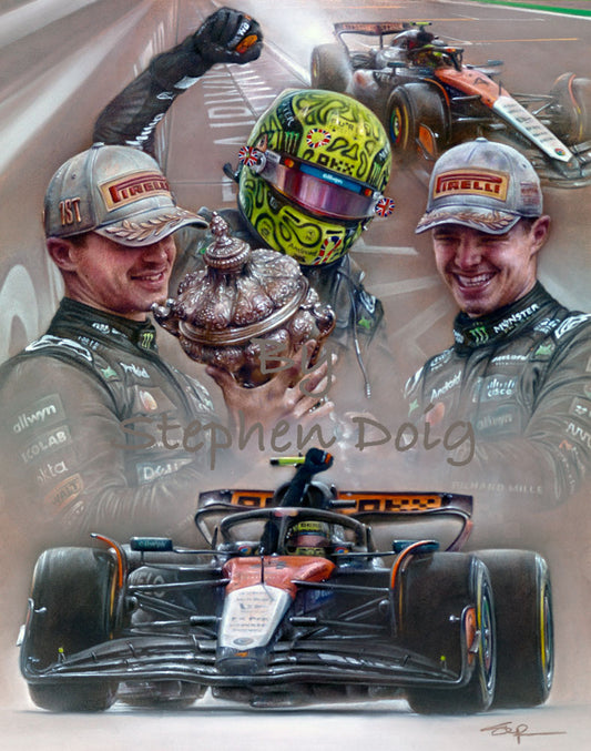 Lando Norris - Victory at Silverstone  2025- Ltd edition giclee print by Stephen Doig