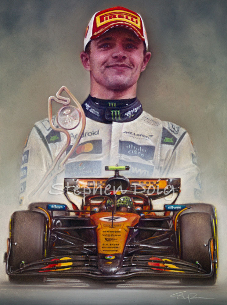 Lando Norris - Victory in Monaco 2025- Ltd edition giclee print by Stephen Doig