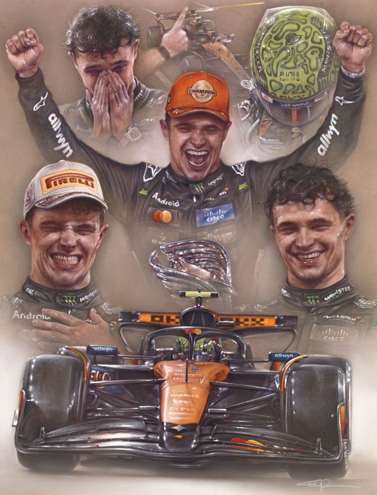 Lando Norris - World Champion 2025- Ltd edition giclee print by Stephen Doig