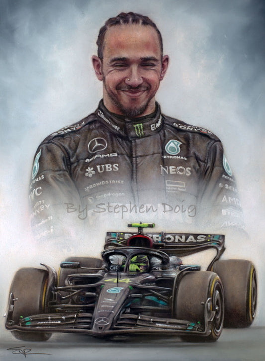 Sir Lewis Hamilton - P3 - Silverstone 2023 - Ltd edition giclee print by Stephen Doig
