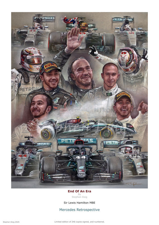 Lewis Hamilton - End Of An Era - Mercedes Retrospective - Ltd edition giclee print by Stephen Doig