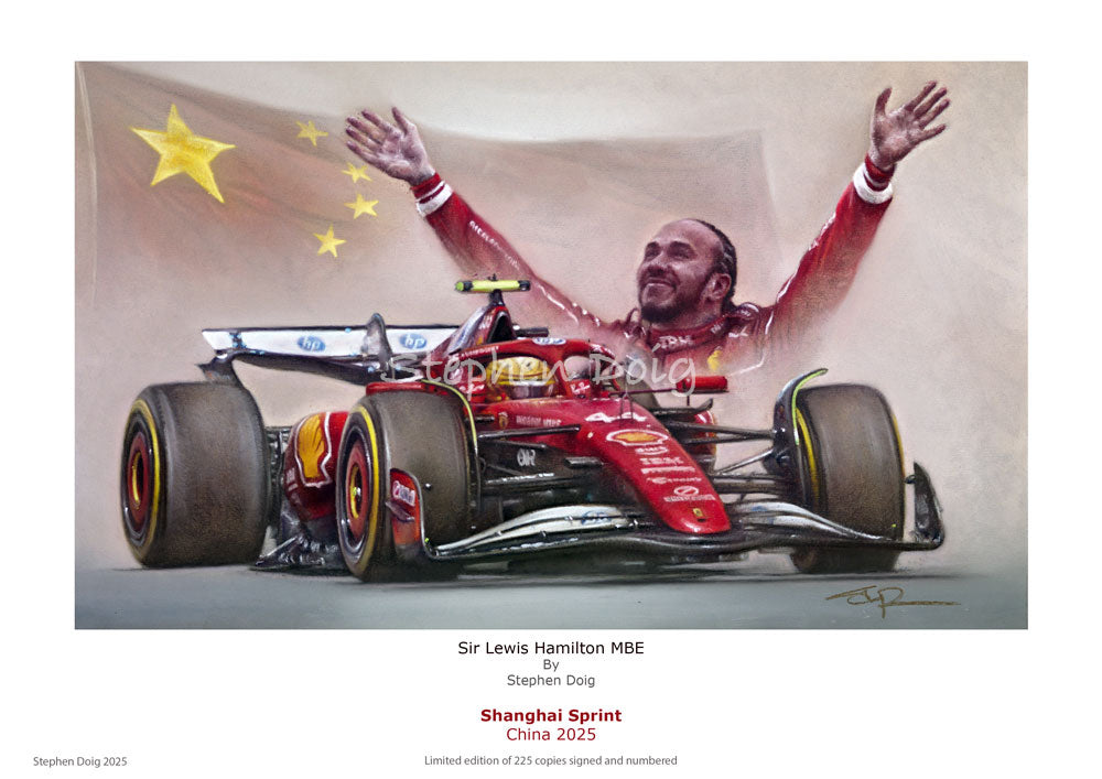 Lewis Hamilton - Shanghai Sprint - China 2025- Ltd edition giclee print by Stephen Doig