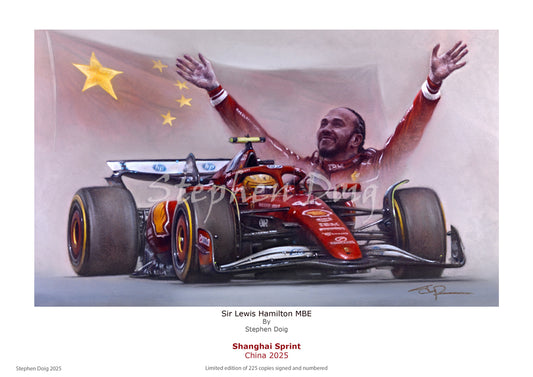 Lewis Hamilton - Shanghai Sprint - China 2025- Ltd edition giclee print by Stephen Doig