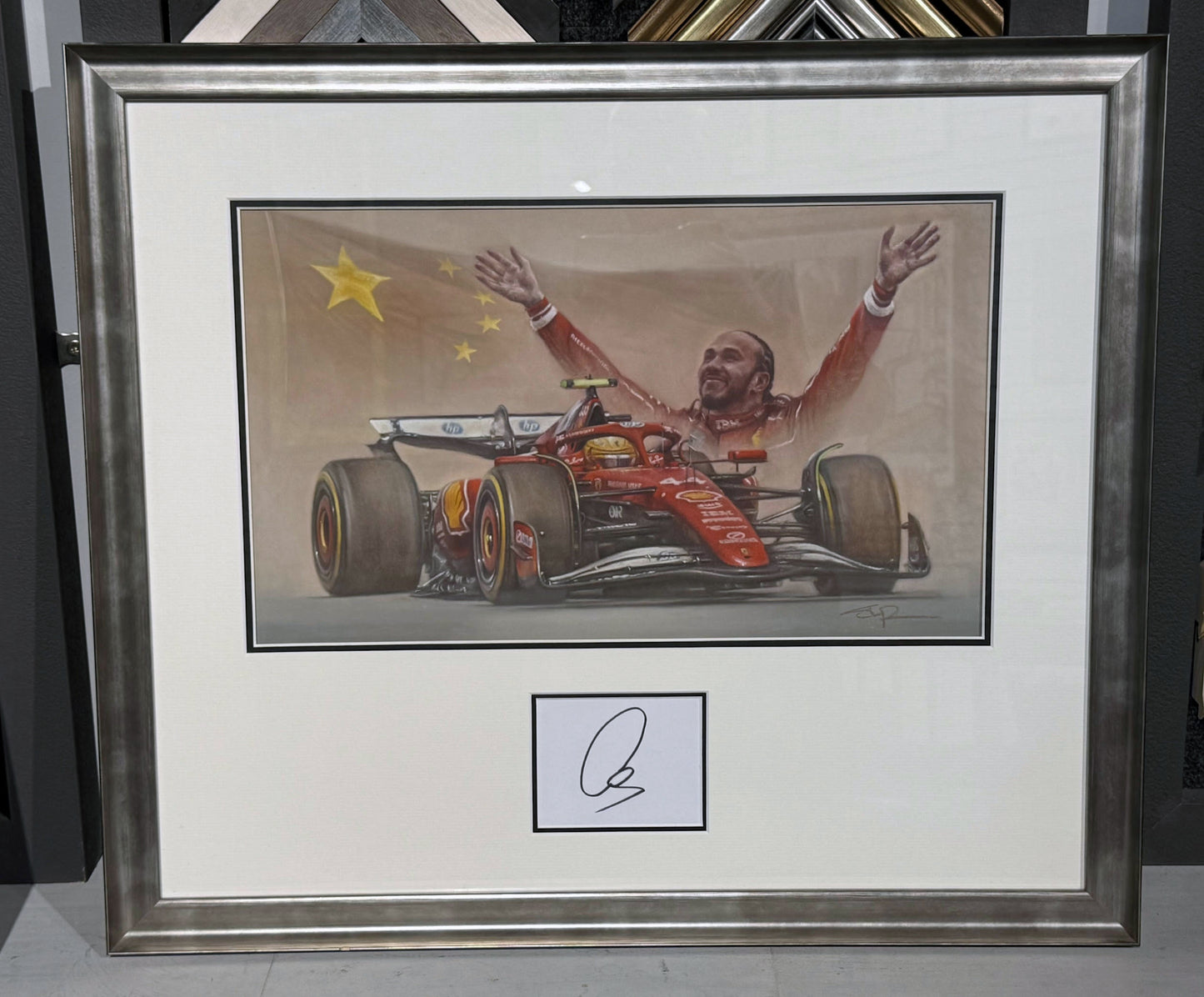 Sir Lewis Hamilton MBE - Signed & Framed - Shanghai Sprint Victory - original pastel artwork