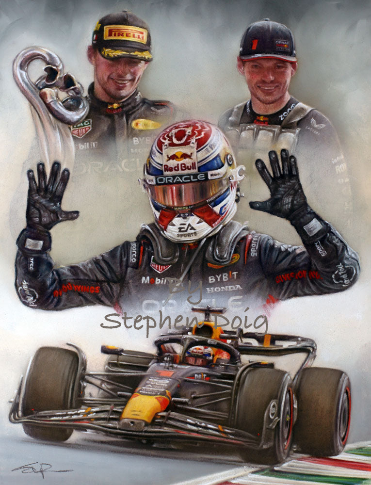 Max Verstappen- Record Breaking Victory - Ltd edition giclee print by Stephen Doig