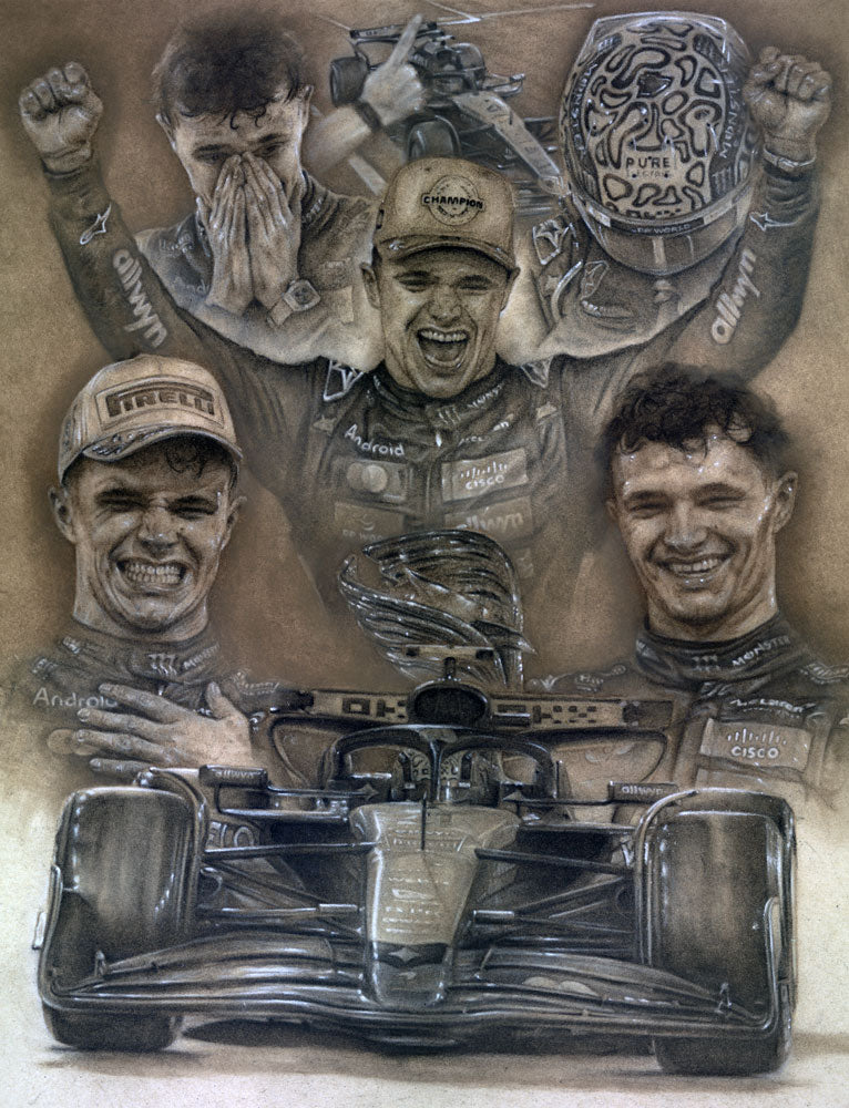 Lando Norris - World Champion 2025- Ltd edition giclee print by Stephen Doig