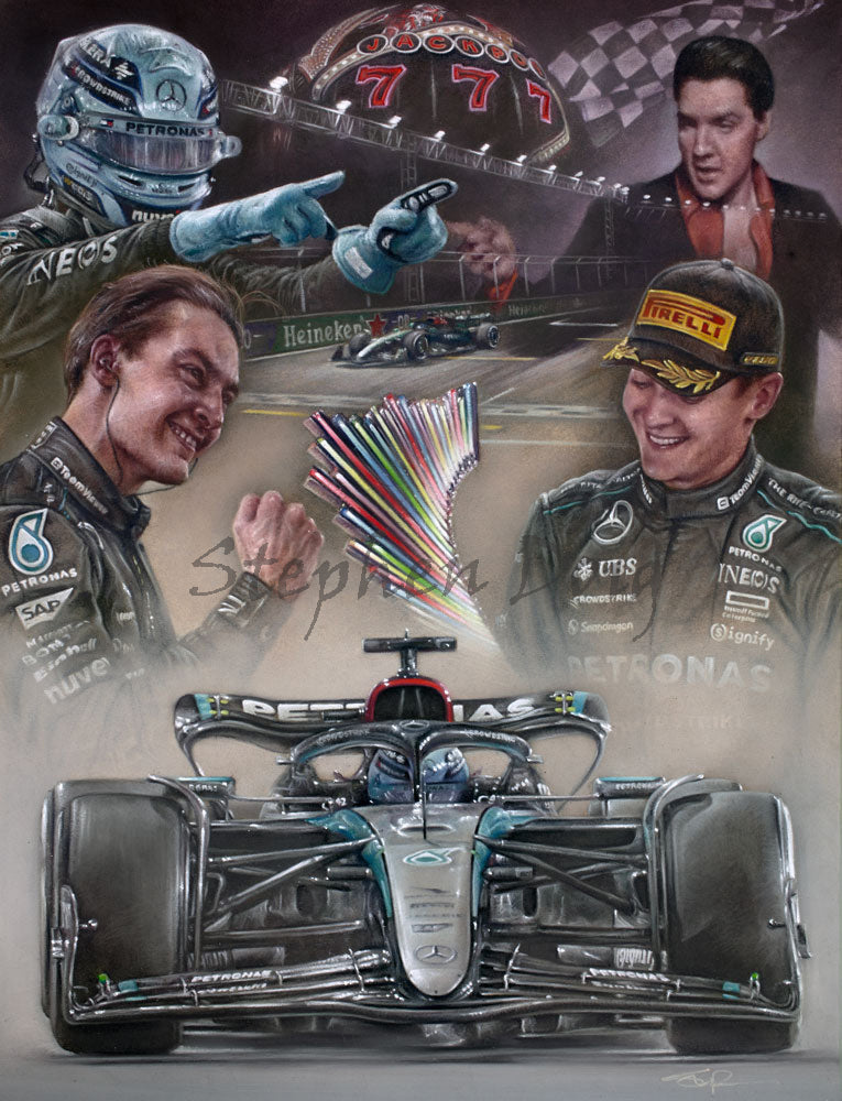 George Russell - Viva Las Vegas - 2024 - Ltd edition giclee print by Stephen Doig