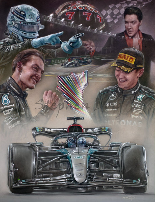 George Russell - Viva Las Vegas - 2024 - Ltd edition giclee print by Stephen Doig