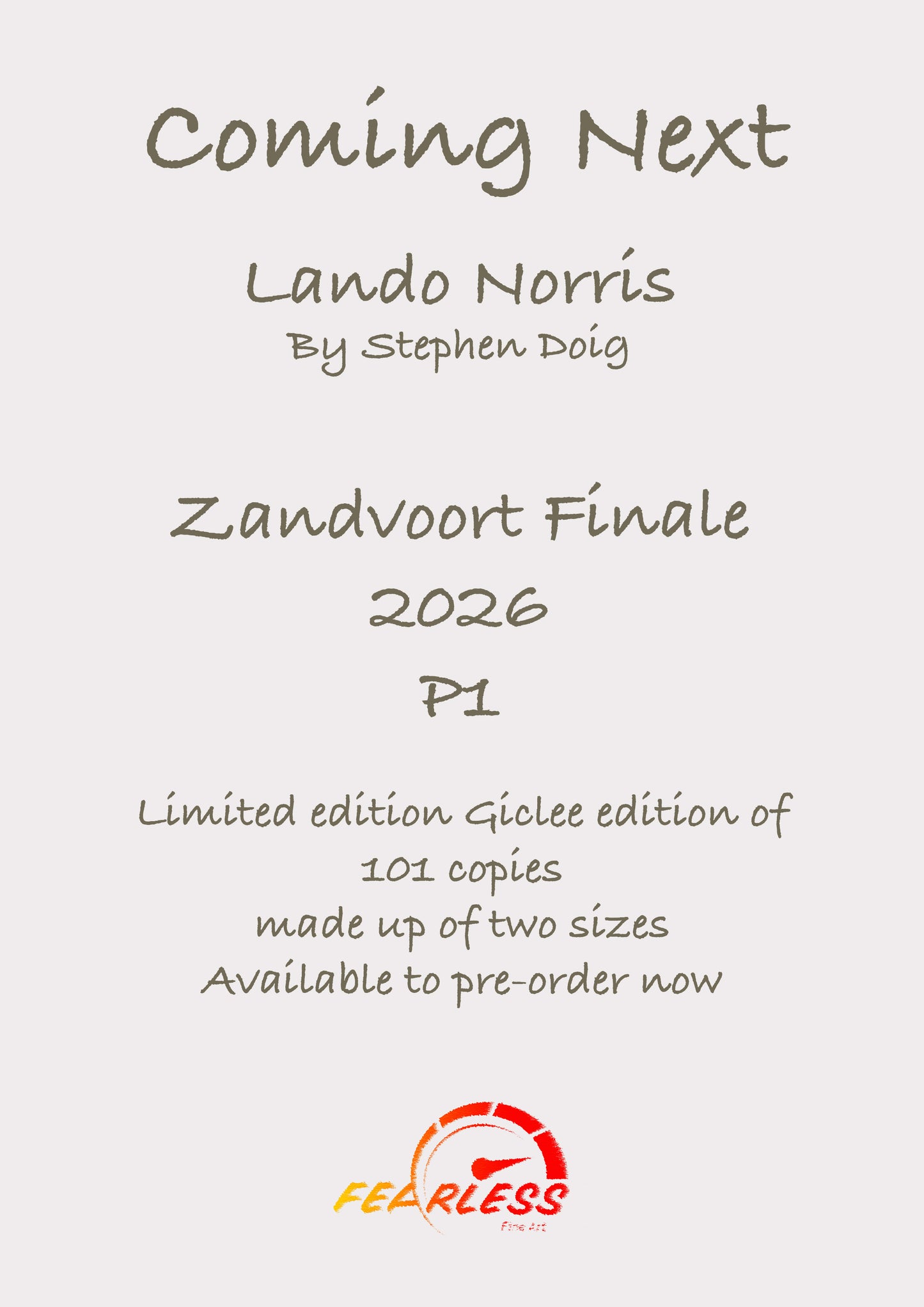 Lando Norris  Zandvoort Finale 2026  Ltd edition giclee print by Stephen Doig