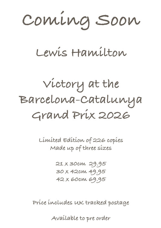 Lewis Hamilton - Victory at the Barcelona-Catalunya 2026 - Ltd edition giclee print by Stephen Doig