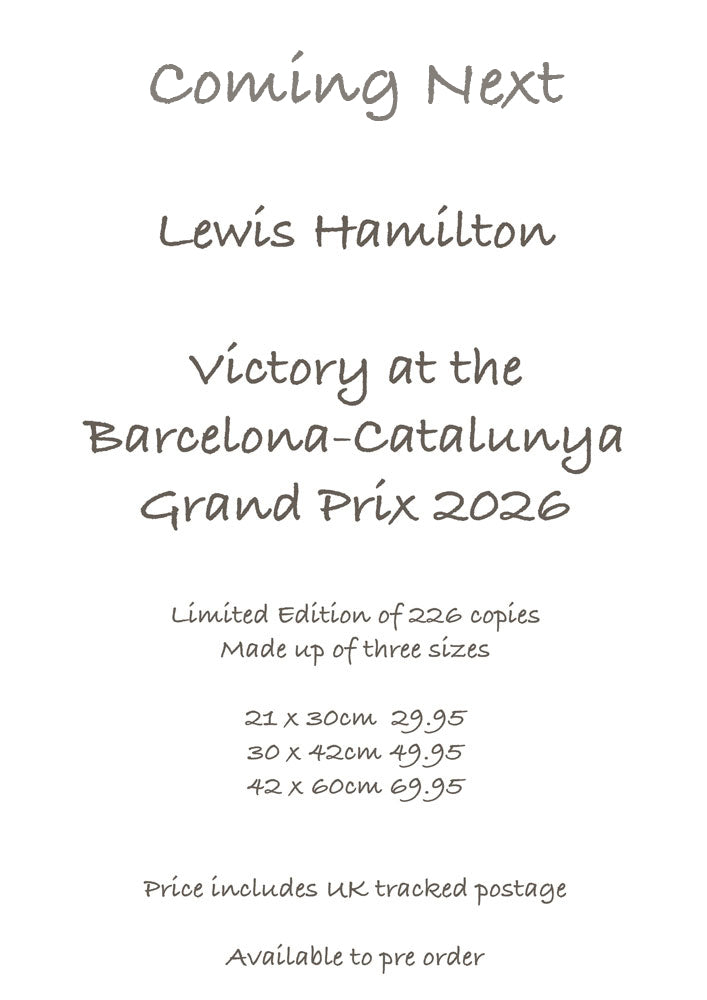 Lewis Hamilton - Victory at the Barcelona-Catalunya 2026 - Ltd edition giclee print by Stephen Doig