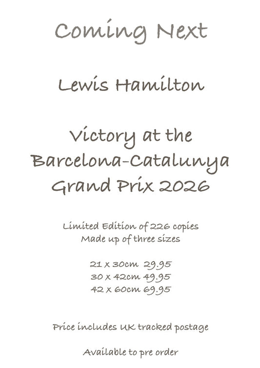 Lewis Hamilton - Victory at the Barcelona-Catalunya 2026 - Ltd edition giclee print by Stephen Doig