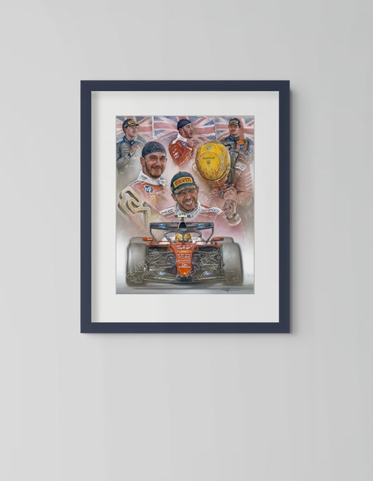 Sir Lewis Hamilton MBE - First For Ferrari Original Pastel Artwork by Stephen Doig