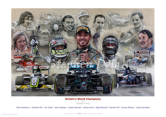 Britain's World Champions  - F1 Legends   Ltd edition of 495 copies.